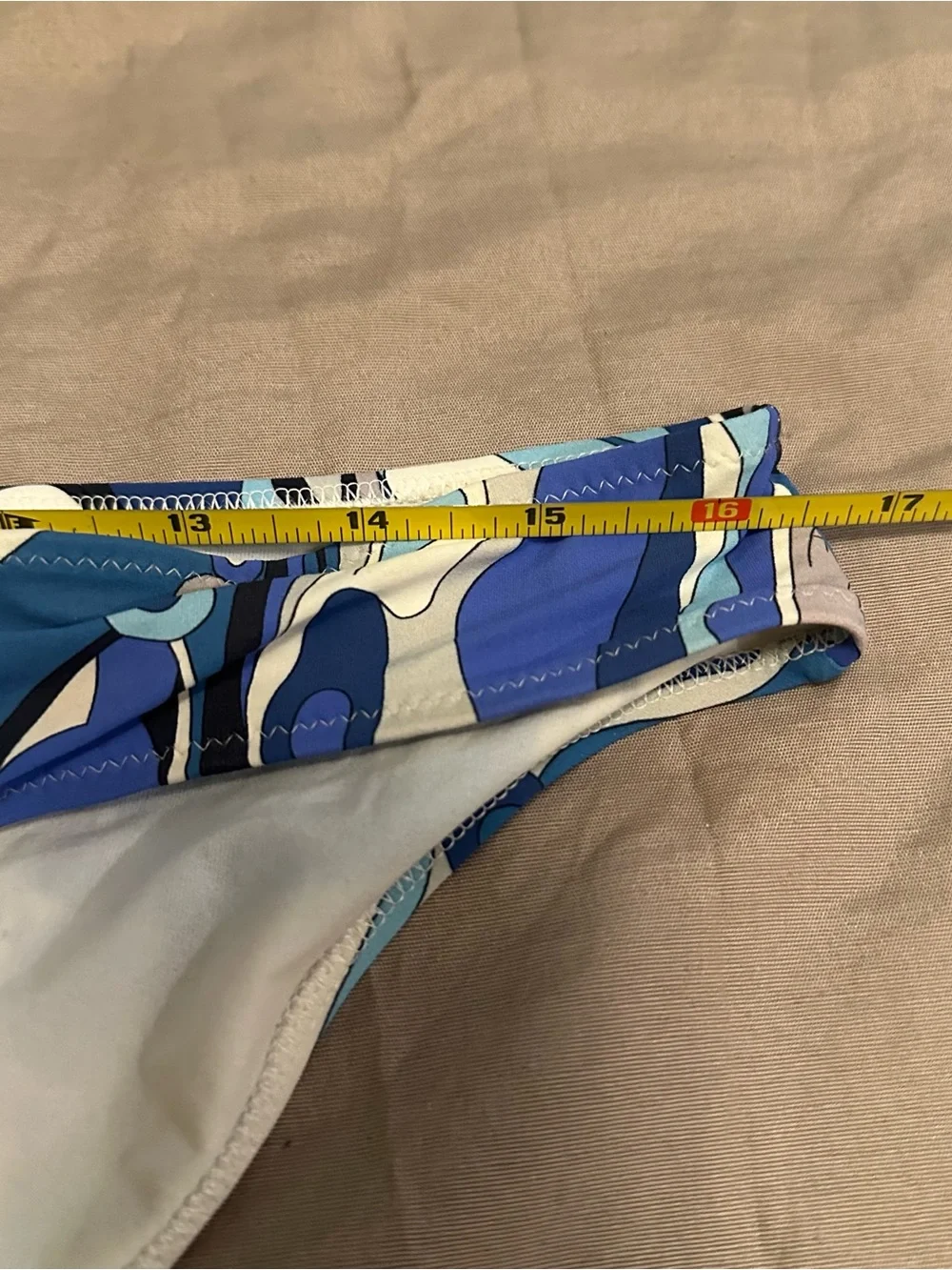 Emilio Pucci Printed String Bikini 2pc Swimsuit Sz 46 Blue White Beachy Fashion